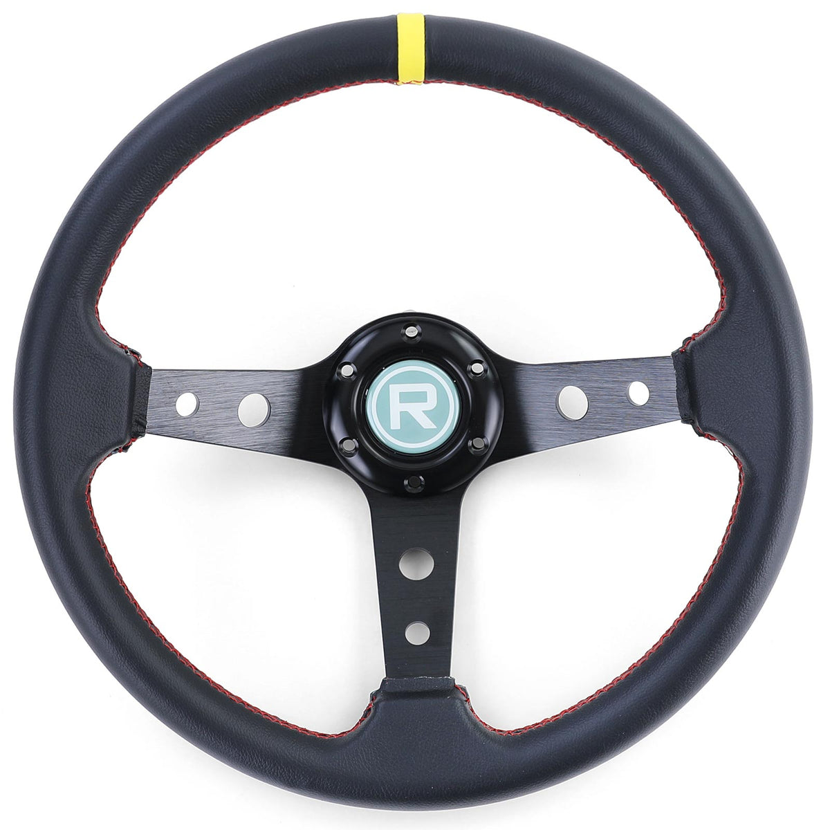Volante Sportivo 350mm in Pelle Nera con Markierung Gialla per Universale
