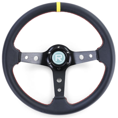 Volante Sportivo 350mm in Pelle Nera con Markierung Gialla per Universale