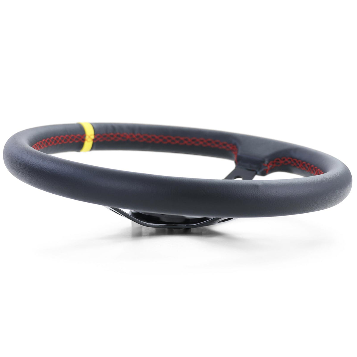 Volante Sportivo 350mm in Pelle Nera con Markierung Gialla per Universale