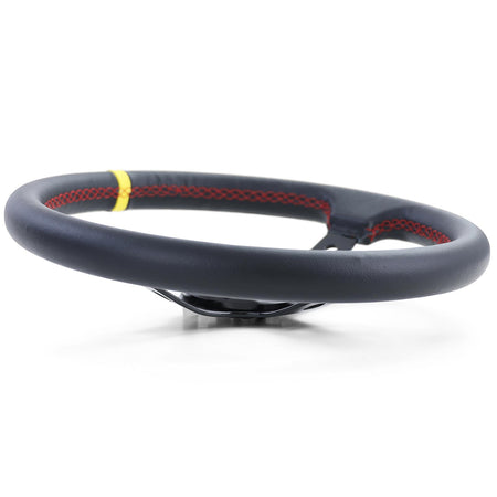 Volante Sportivo 350mm in Pelle Nera con Markierung Gialla per Universale