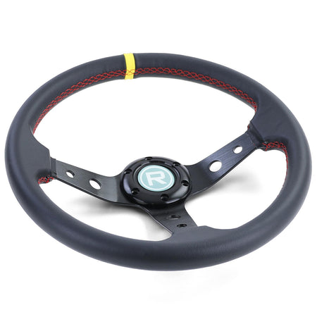 Volante Sportivo 350mm in Pelle Nera con Markierung Gialla per Universale