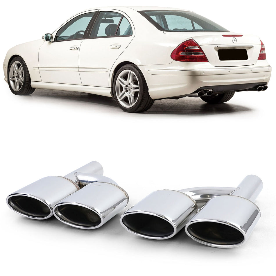 Terminali Scarico Duplex in Acciaio Inox per Mercedes W204 W211 W164 W166 W221