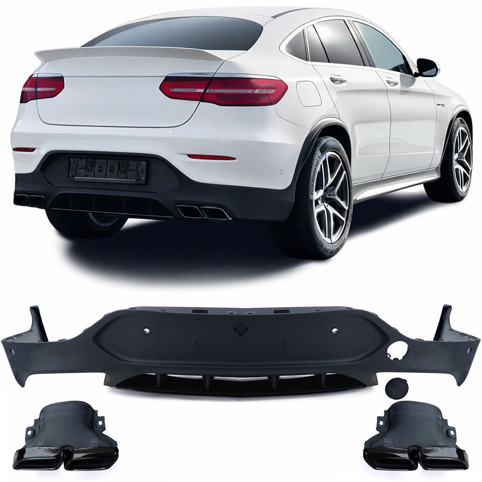 Diffusore Posteriore per Mercedes GLC Coupe C253 2016-2019 con Terminali Neri