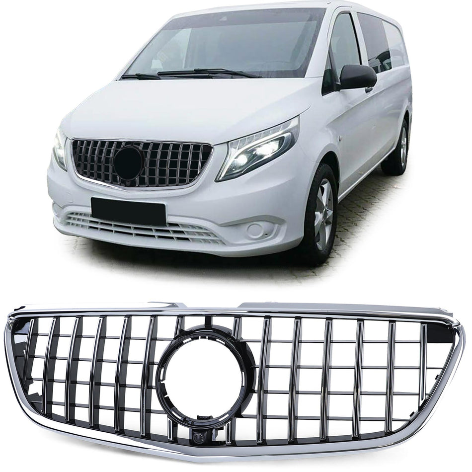 Griglia Sportiva Nera Lucida con Cromature per Mercedes Vito W447 Dal 14