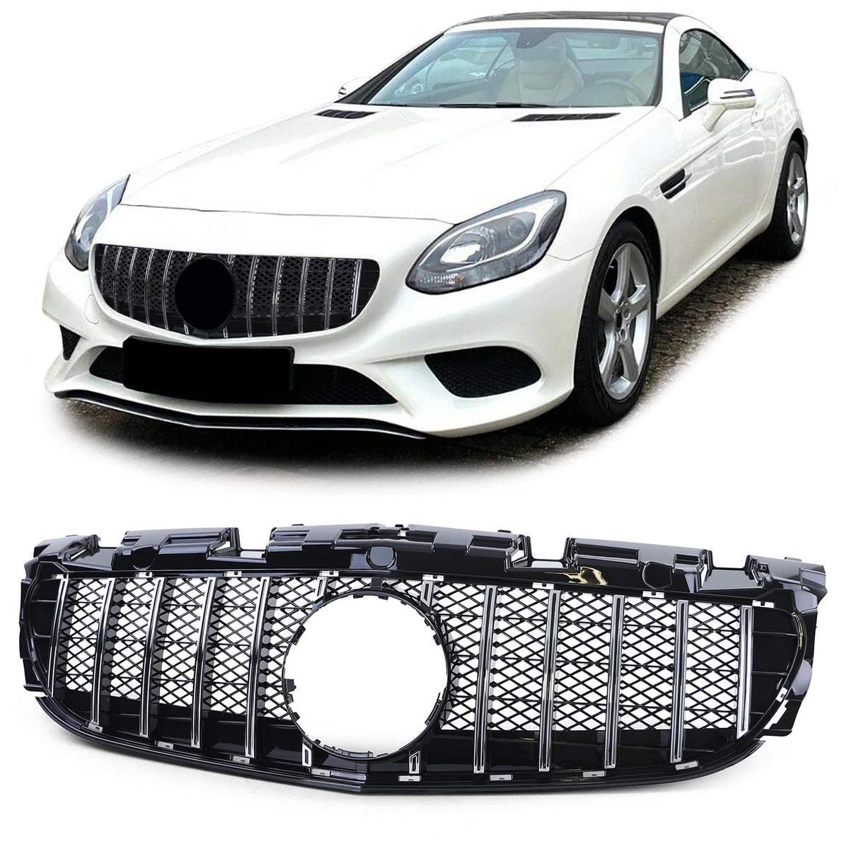 Griglia Sportiva Nera Lucida con Cromature per Mercedes SLC R172 2016-2021