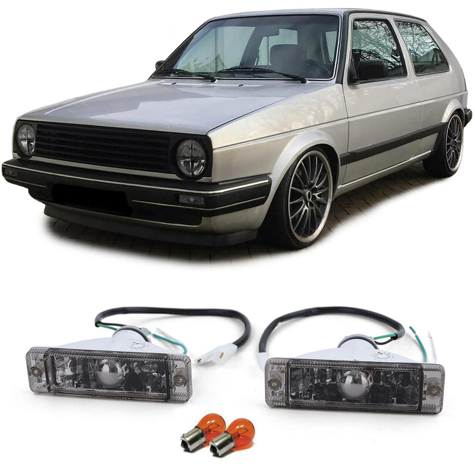 Frecce con Standlight Nero Fumé per VW Golf 1 2 Jetta 1 2 Polo 86c