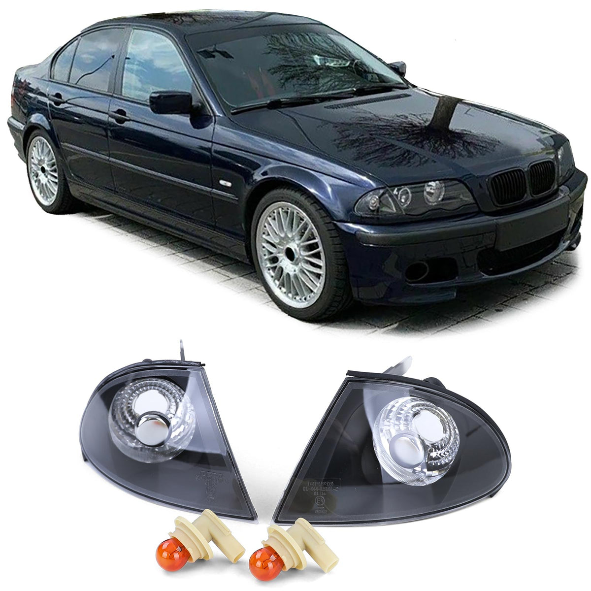 Frecce Vetro Trasparente Nere Fumé per BMW Serie 3 E46 1998-2001