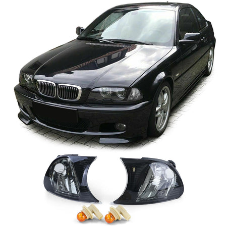 Frecce Vetro Trasparente Set Nero Fumè per BMW Serie 3 E46 Coupé Cabrio