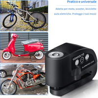 Bloccadisco Moto Lucchetto Moto Antifurto Con Allarme Sonoro 110DB, Blocca Disco