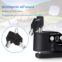 Bloccadisco Moto Lucchetto Moto Antifurto Con Allarme Sonoro 110DB, Blocca Disco