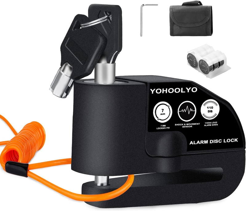 Bloccadisco Moto Lucchetto Moto Antifurto Con Allarme Sonoro 110DB, Blocca Disco