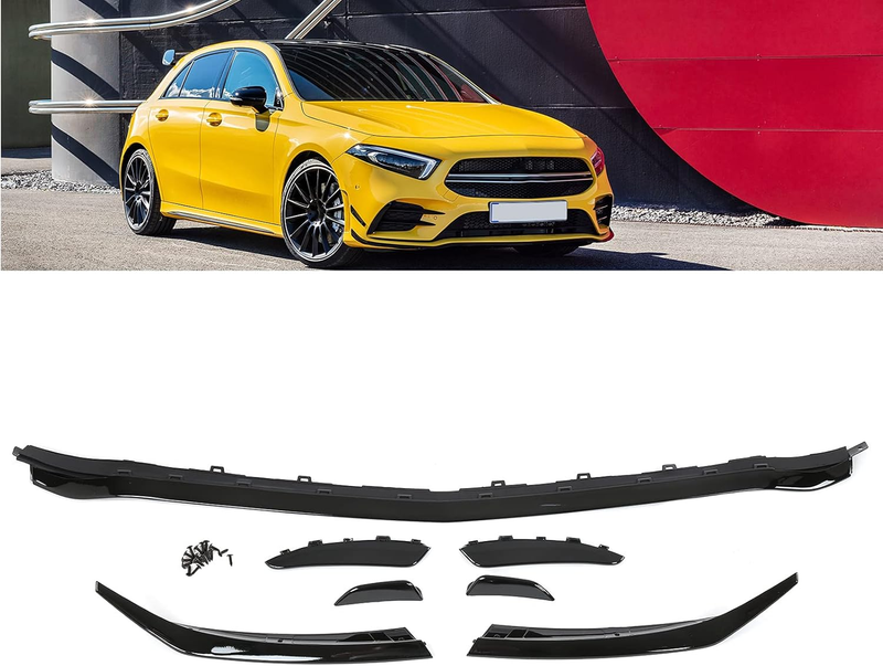 Lama Sotto Paraurti Nero Lucido Splitter Anteriore Mercedes Classe A W177 AMG