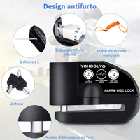 Bloccadisco Moto Lucchetto Moto Antifurto Con Allarme Sonoro 110DB, Blocca Disco