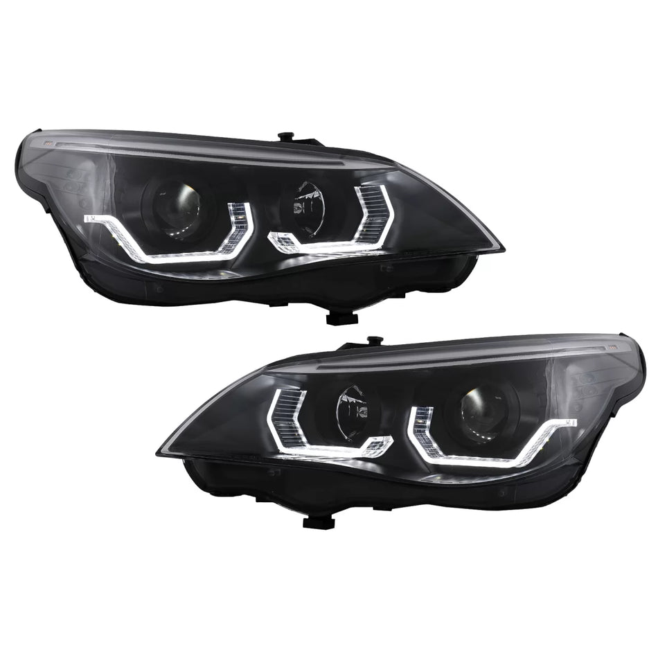 Fari Anteriori LED Angel Eyes 3D LCI per BMW Serie 5 E60 E61 2003-2007 LHD
