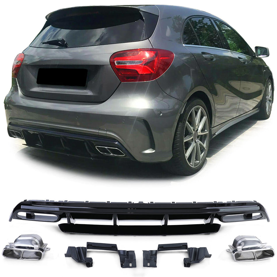 Sport Diffusore Posteriore con Terminali Cromati per Mercedes Classe A W176