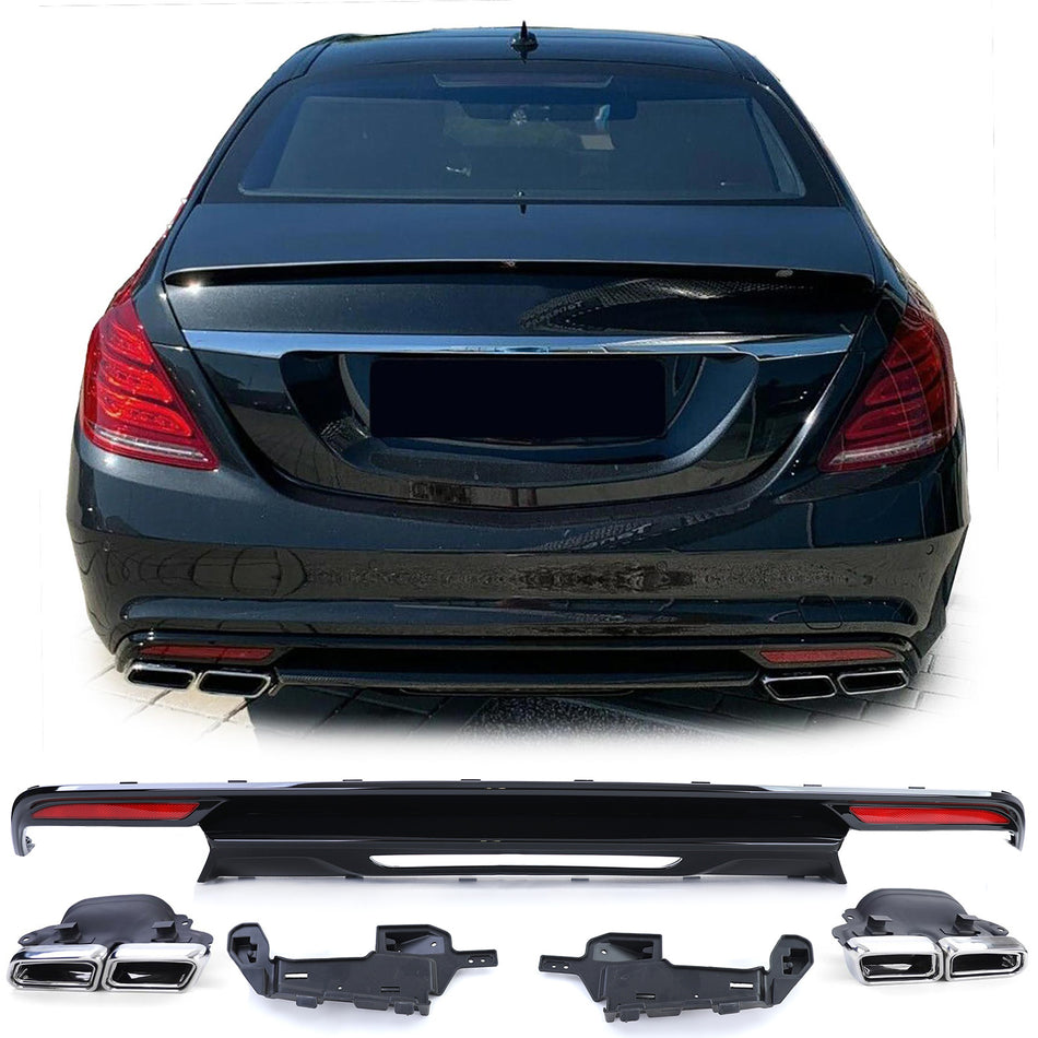 Diffusore Posteriore per Mercedes Classe S W222 2013-2017 Nero Lucido