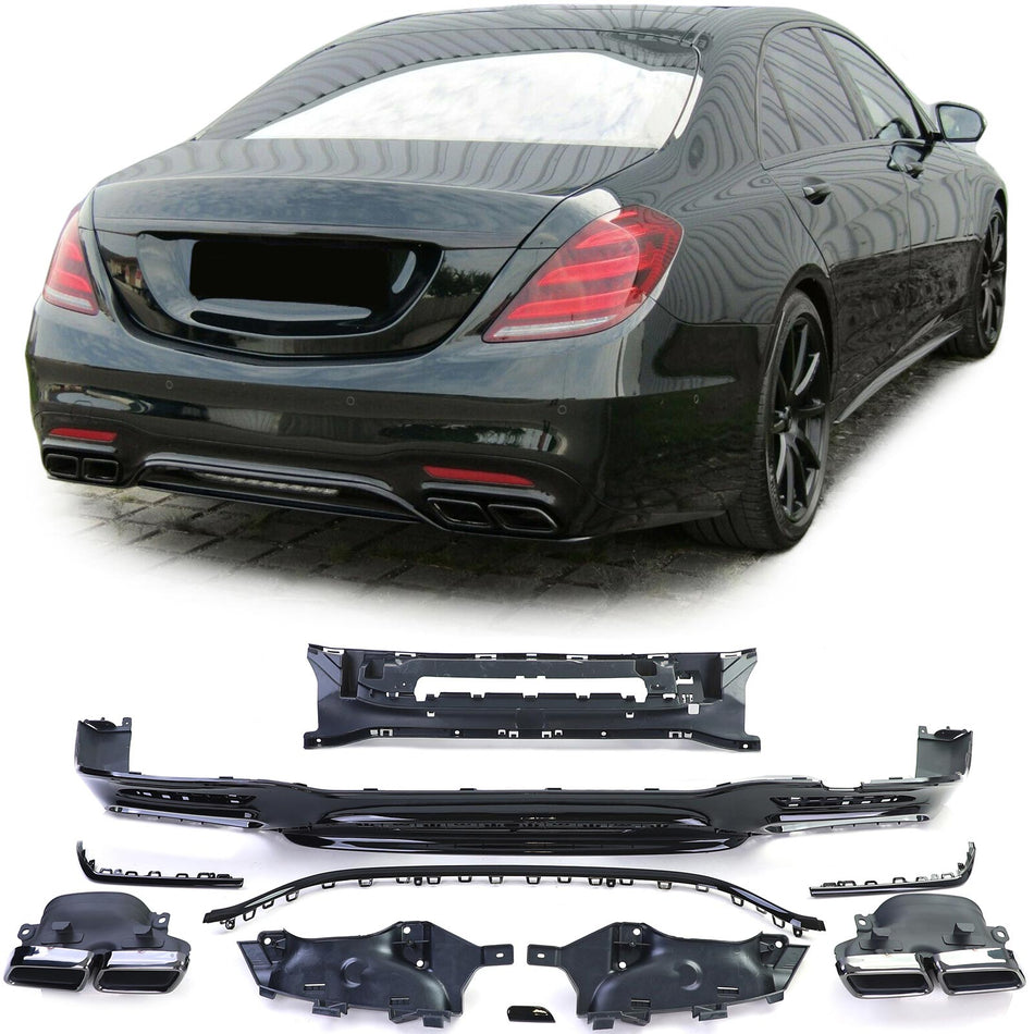 Diffusore Posteriore per Mercedes Classe S W222 2017-2020 con Doppio Scarico