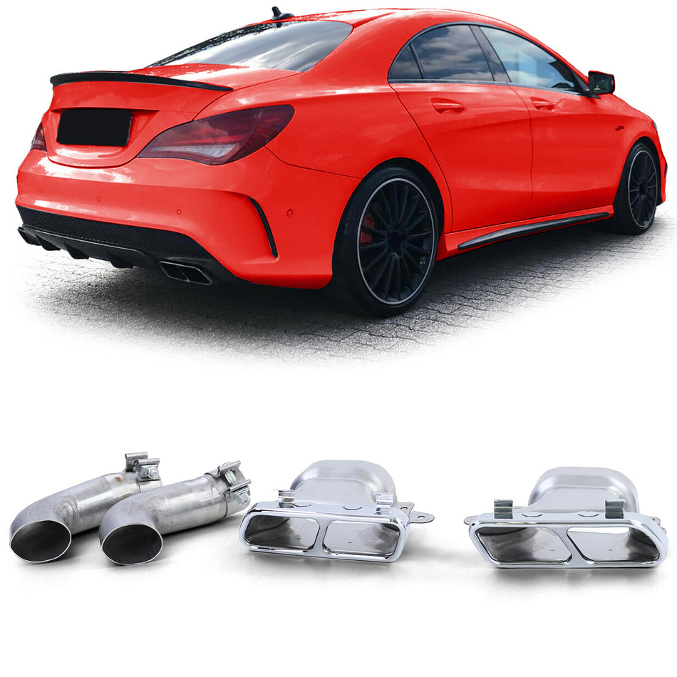 Terminali Scarico Doppio Sportivo Cromati per Mercedes CLA C117 X117 13-19