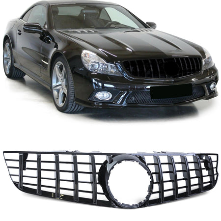 Griglia Anteriore Sportiva Nera Lucida per Mercedes SL R230 Facelift 08-12