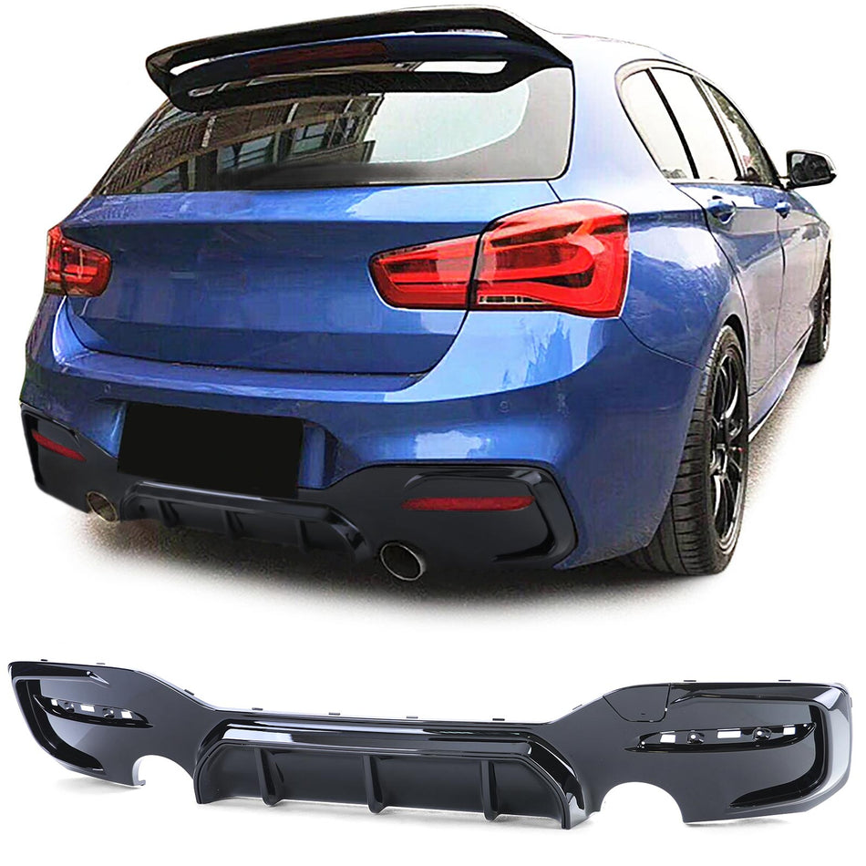 Diffusore Posteriore Sportivo Nero Lucido per BMW Serie 1 F20 F21 15-19 LCI