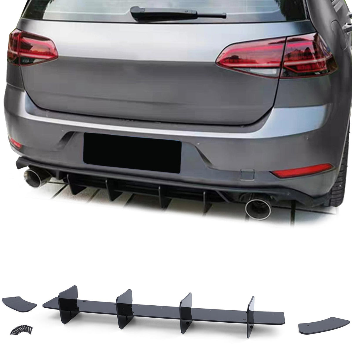 Diffusore Posteriore Sportivo Nero Lucido per Volkswagen Golf 7 GTI Berlina