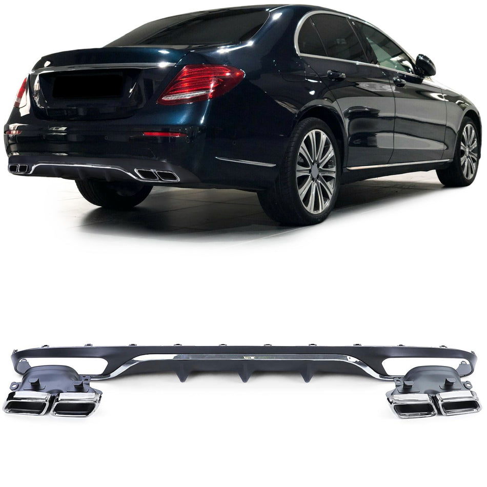 Diffusore Posteriore Sportivo con Terminali Cromati per Mercedes Classe E W213