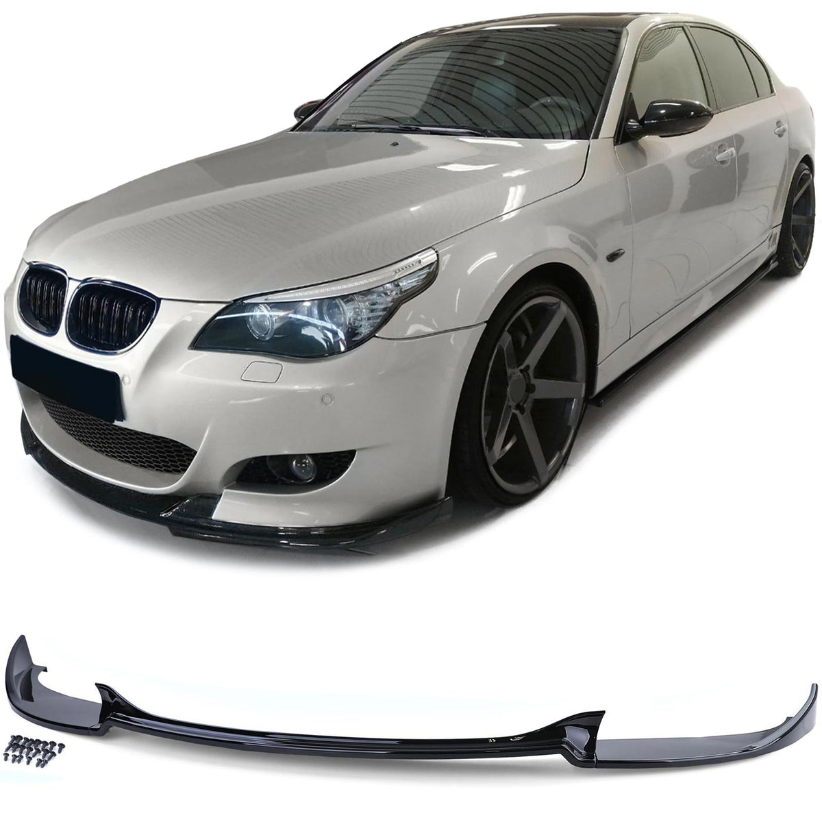 Spoiler Anteriore Nero Lucido per BMW Serie 5 E60 E61 2007-2009 M-Pacchetto