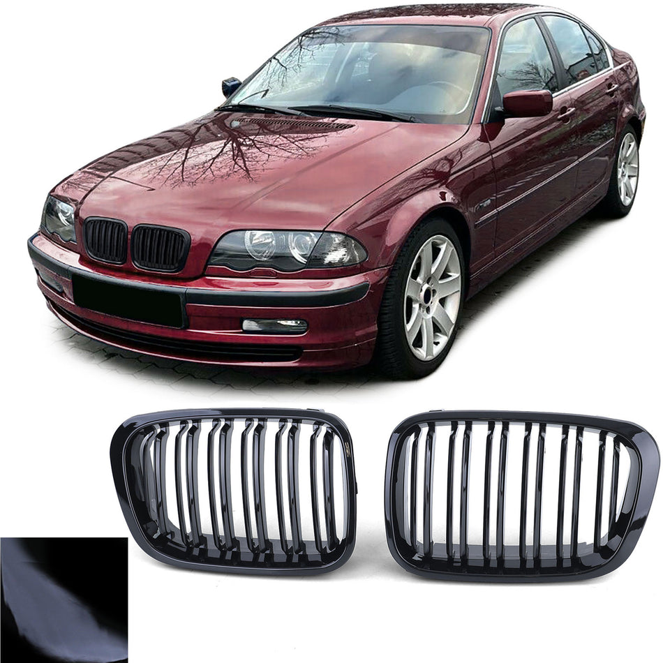 Griglia Sportiva Doppio Stego Nera Lucida per BMW Serie 3 E46 1998-2001