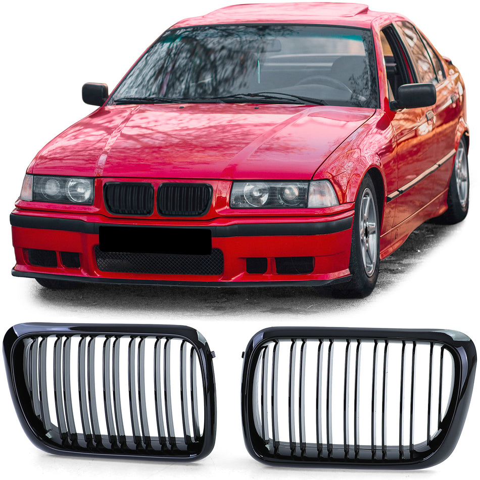Griglia Doppio Listello Nera Lucida per BMW Serie 3 E36 (1996-1999)