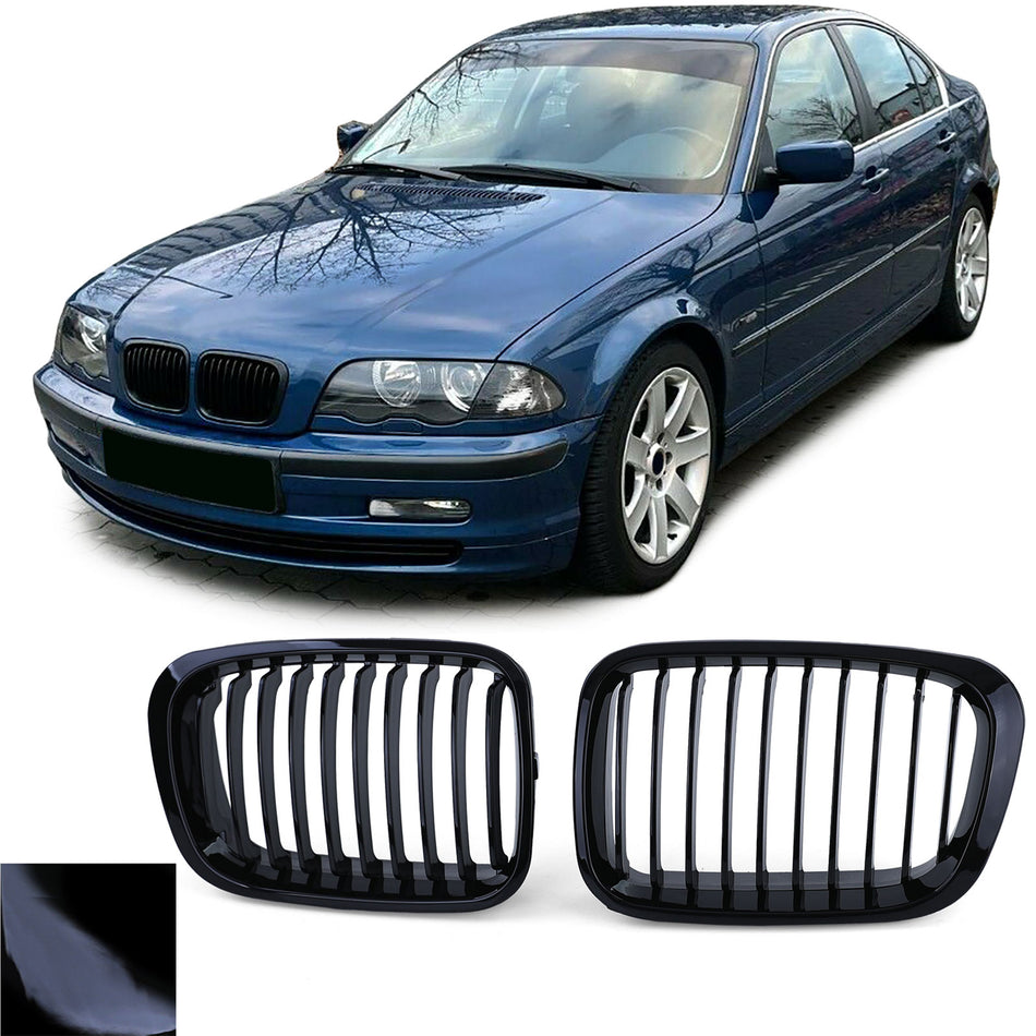 Griglia Sportiva Nera Lucida 2 Pezzi per BMW Serie 3 E46 Berlina Touring