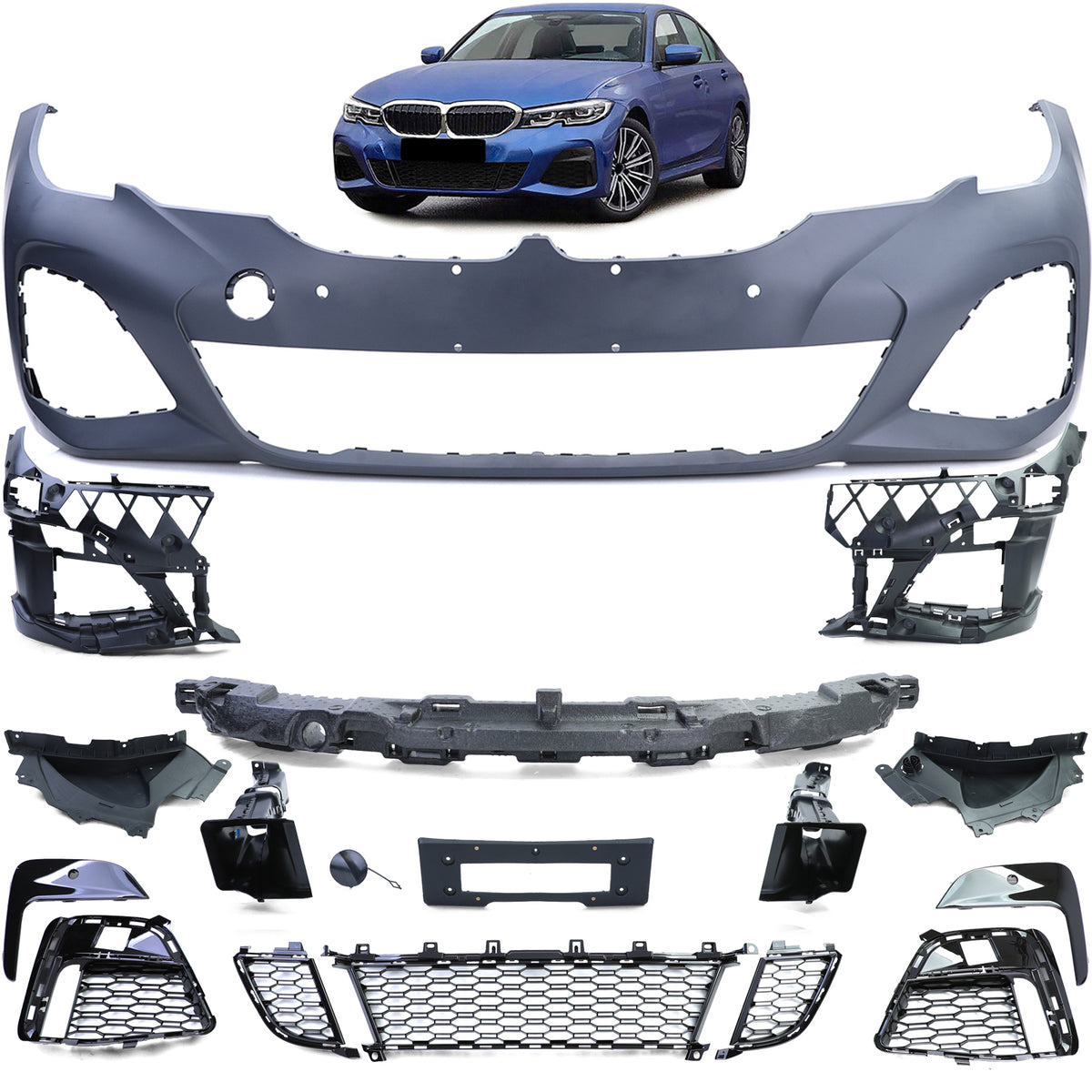 Paraurti Anteriore Sportivo Completo con ABE per BMW Serie 3 G20 G21 2018-2022