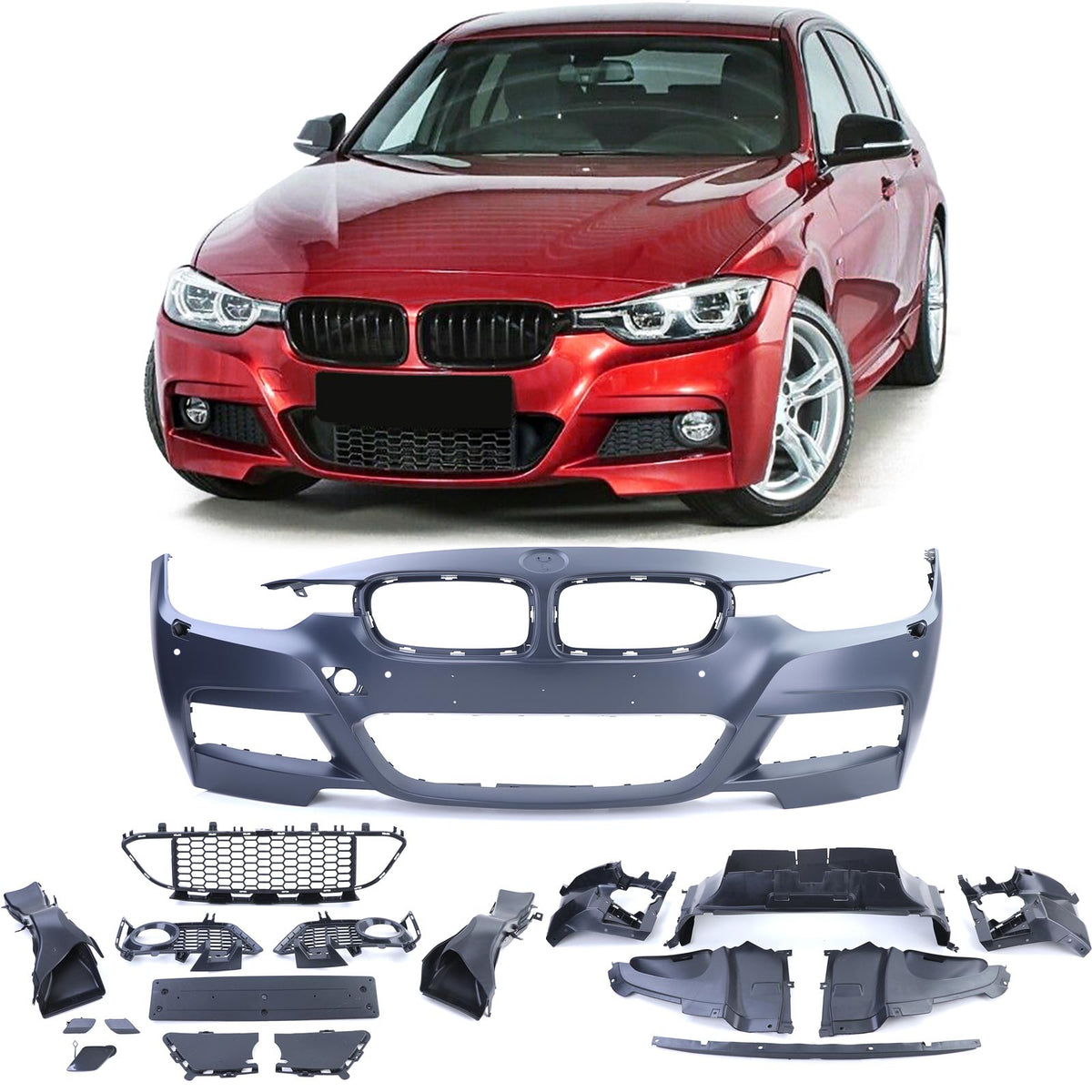 Paraurti Anteriore Sportivo con ABE per BMW Serie 3 F30 F31 2011-2019 con PDC