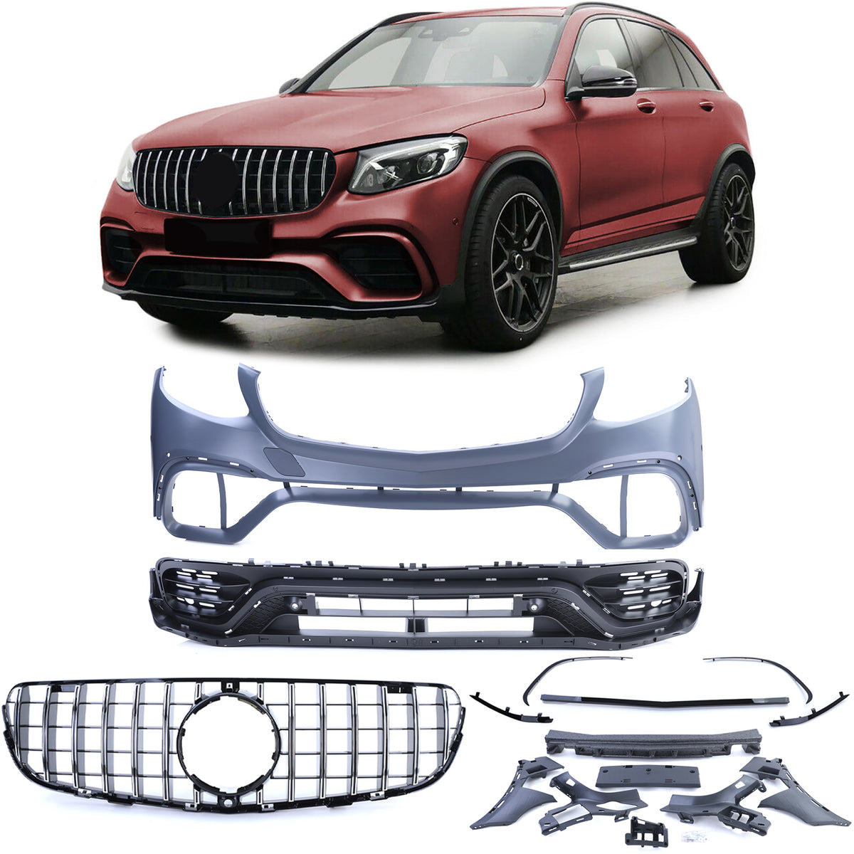 Paraurti Anteriore Sportivo con Griglia per Mercedes GLC SUV X253 15-19