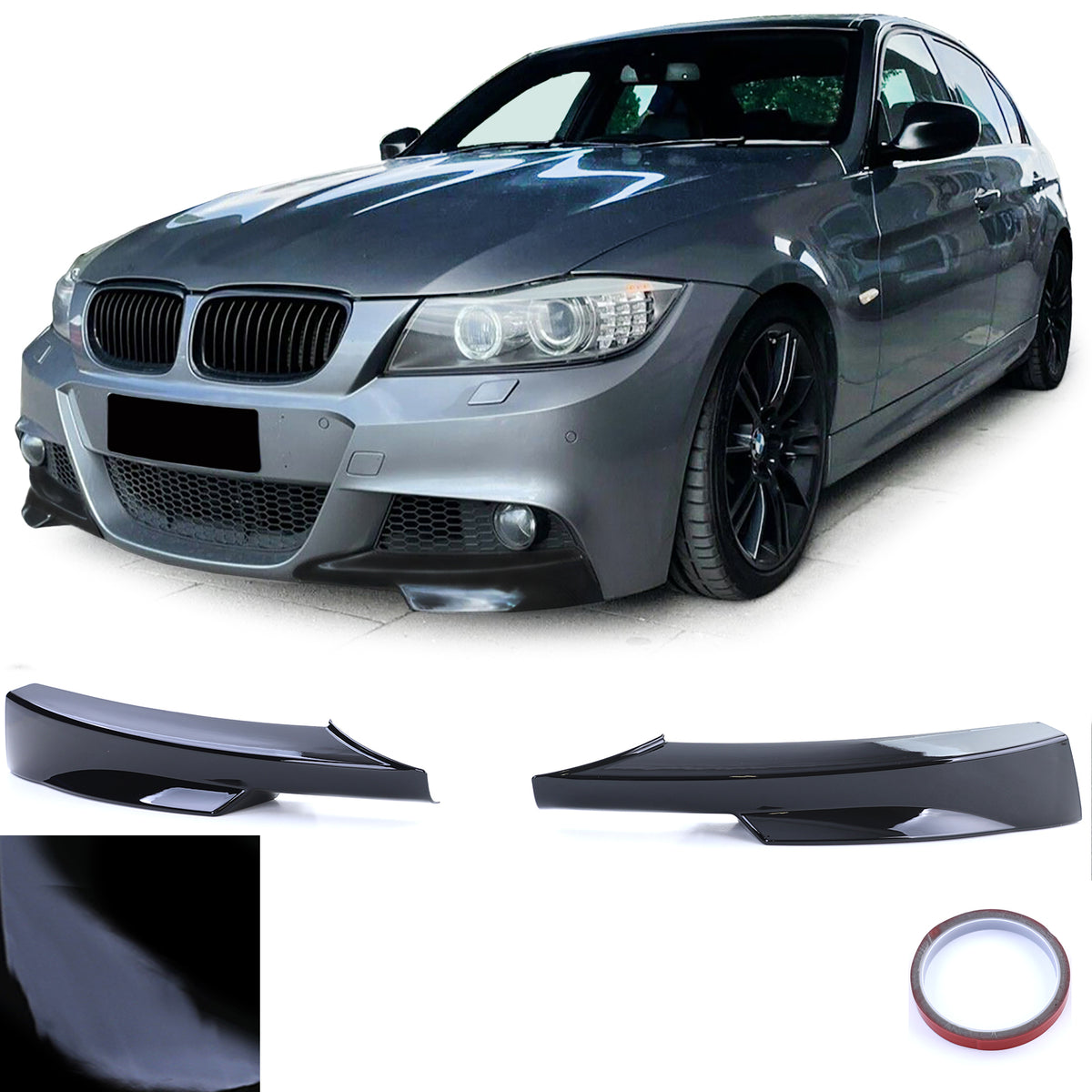 Splitter Anteriore Nero Lucido per BMW Serie 3 E90 E91 08-12