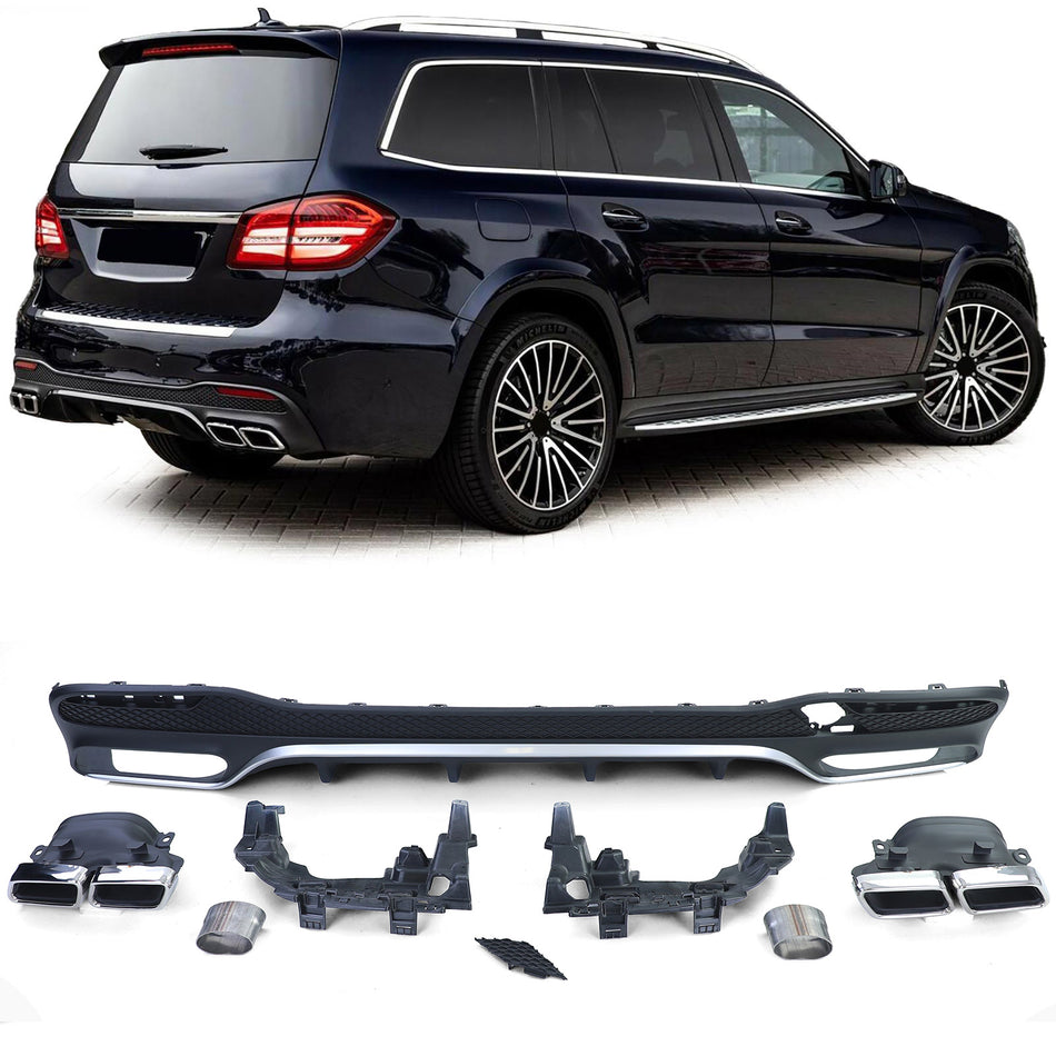 Diffusore Posteriore Sportivo con Terminali Cromati per Mercedes GLS X166 15-19