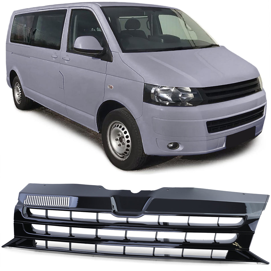 Griglia Sportiva Nera Lucida Senza Emblema per Volkswagen Bus T5 2009-2015