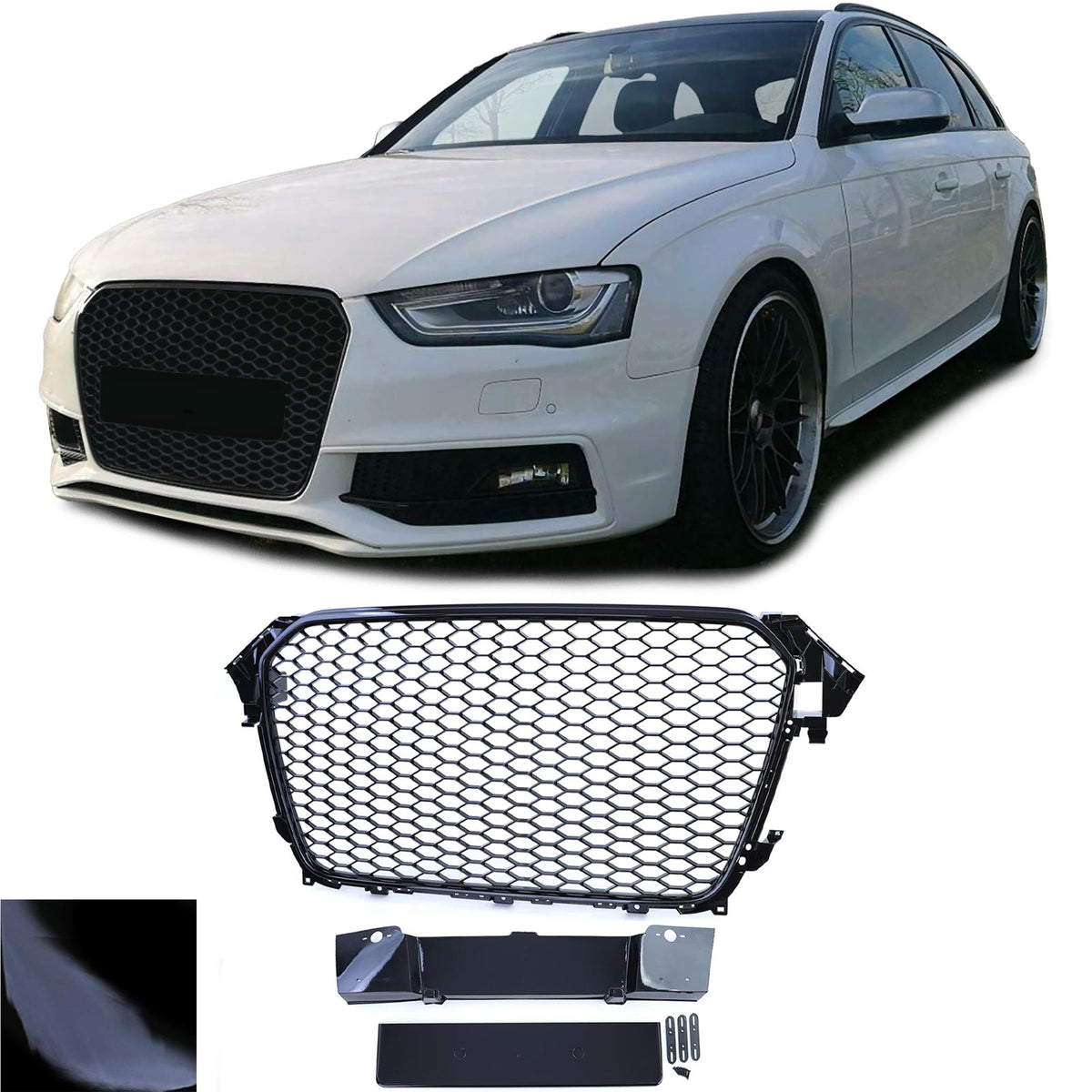 Griglia Sportiva Senza Emblema Nera Lucida per Audi A4 B8 8K Facelift 11-15