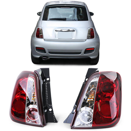 Fanali Posteriori Trasparenti Rossi per Fiat 500 2007-2015