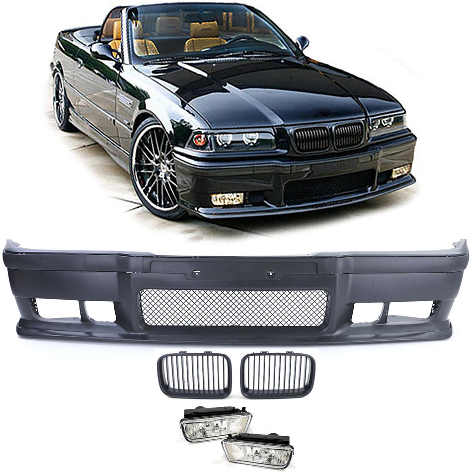 Paraurti Sportivo con Griglia e Fari Fendinebbia ABE per BMW Serie 3 E36