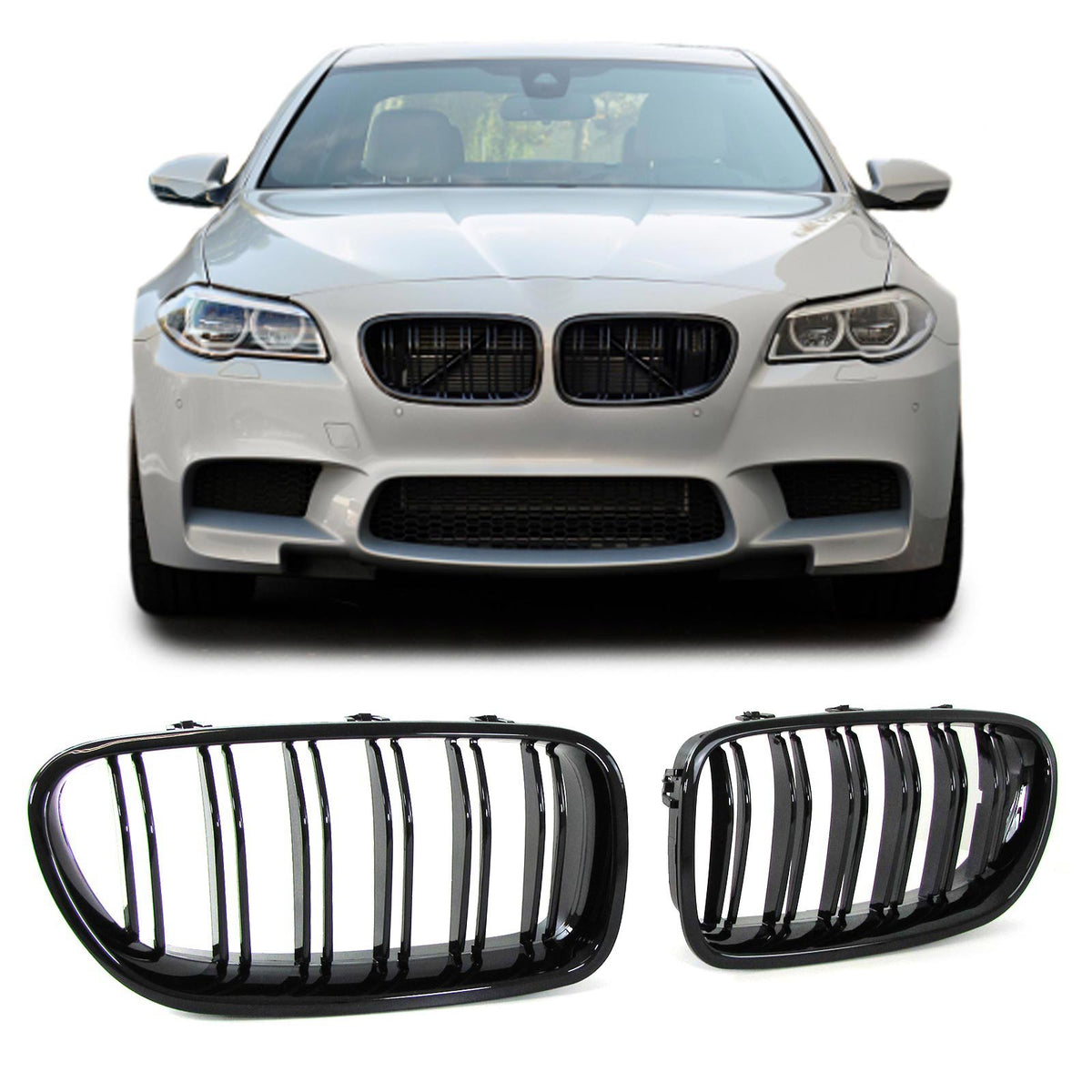 Griglia Doppio Stego Nera Lucida per BMW Serie 5 F10 F11 2010-2017