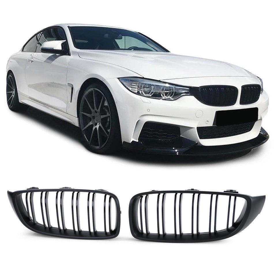 Griglia Doppia Barra Nera per BMW Serie 4 F32 F33 F36 2013-2021 in ABS