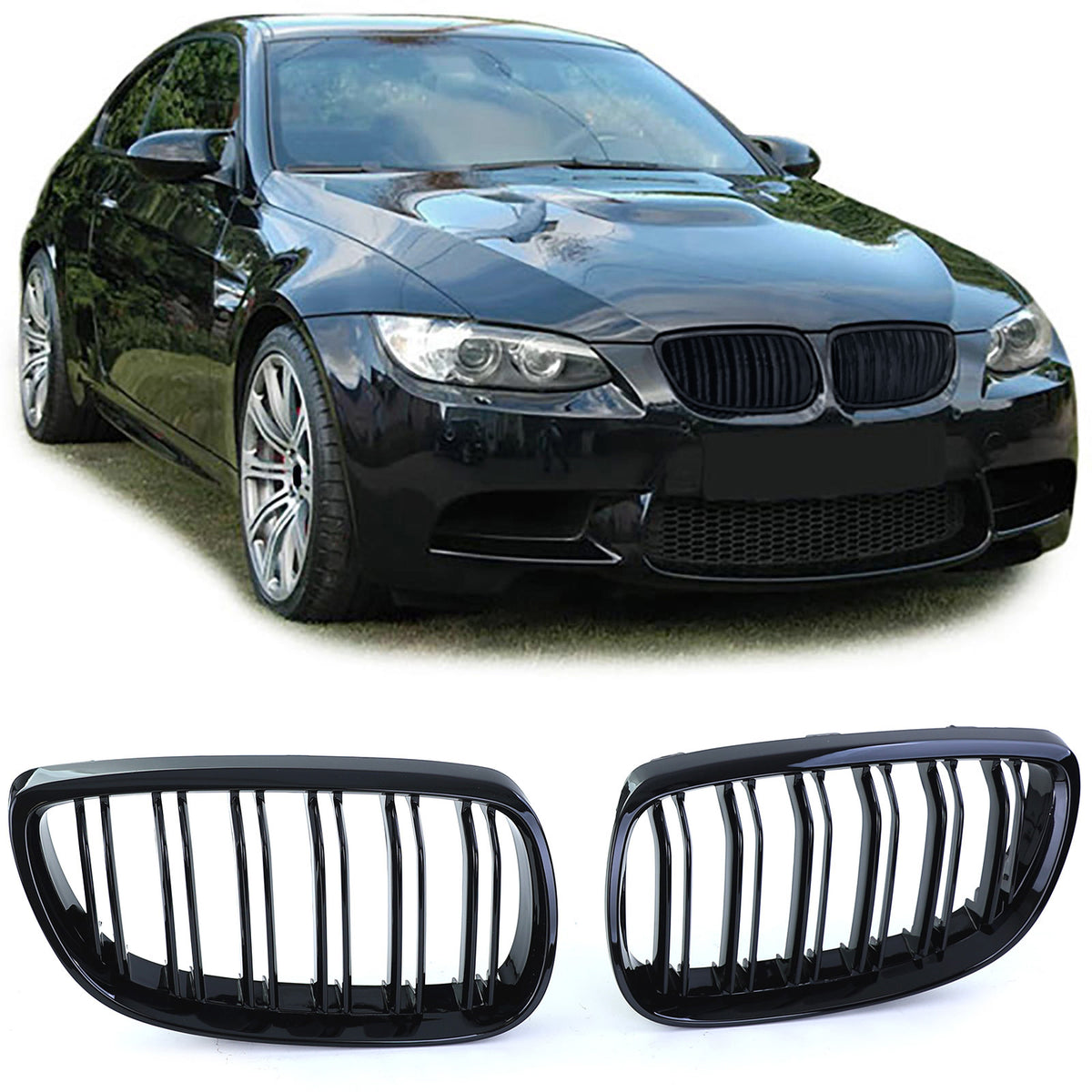 Griglia Sportiva Doppio Stego Nera Lucida per BMW Serie 3 E92 E93 2006-2010