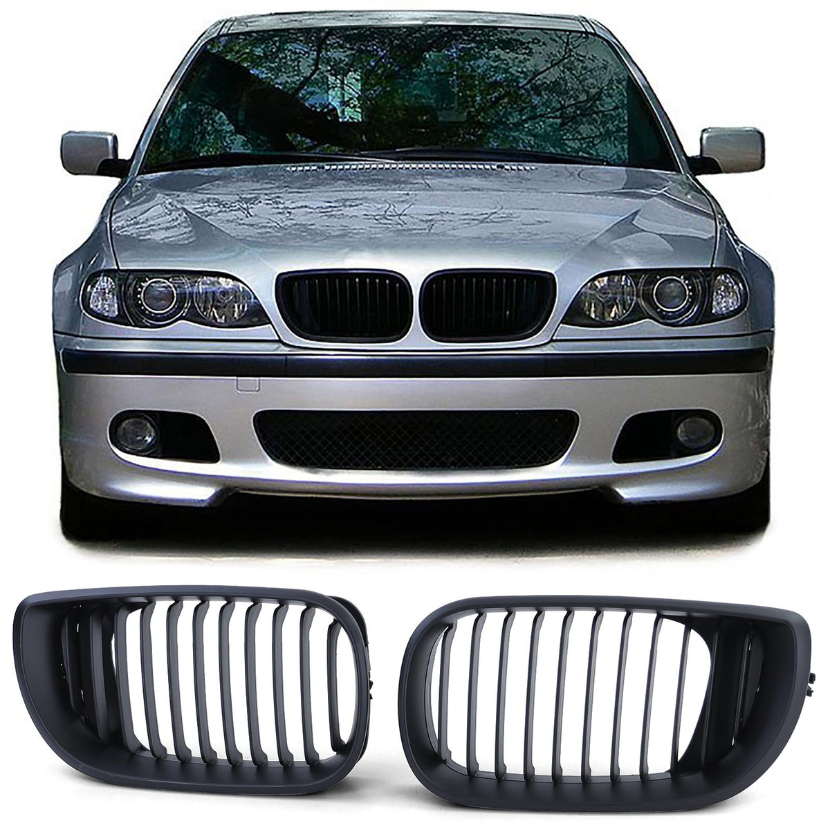 Griglia Anteriore Sportiva Nera per BMW Serie 3 E46 Berlina Touring 2001-2005