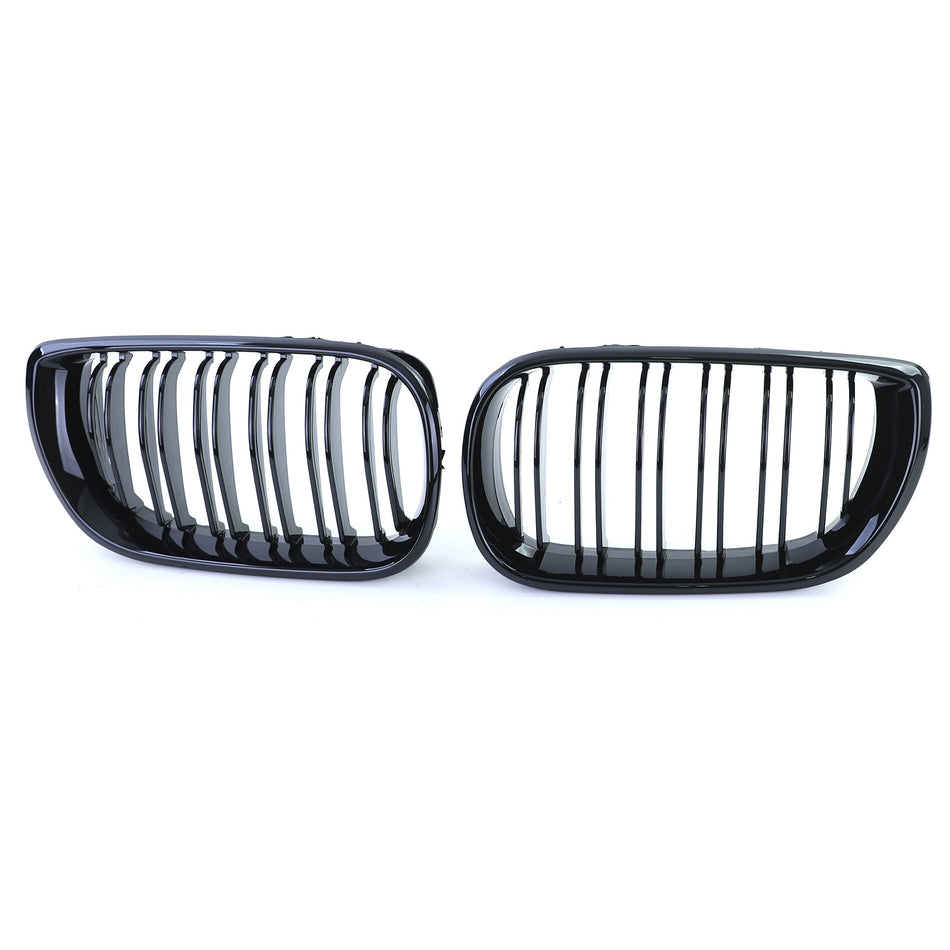 Griglia Doppia Barra Nera Lucida per BMW Serie 3 E46 2001-2005 Plug & Play