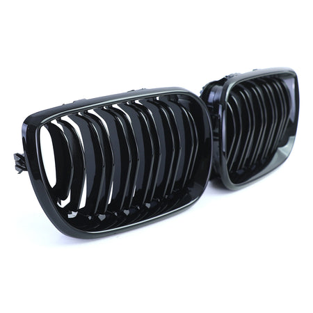 Griglia Doppia Barra Nera Lucida per BMW Serie 3 E46 2001-2005 Plug & Play