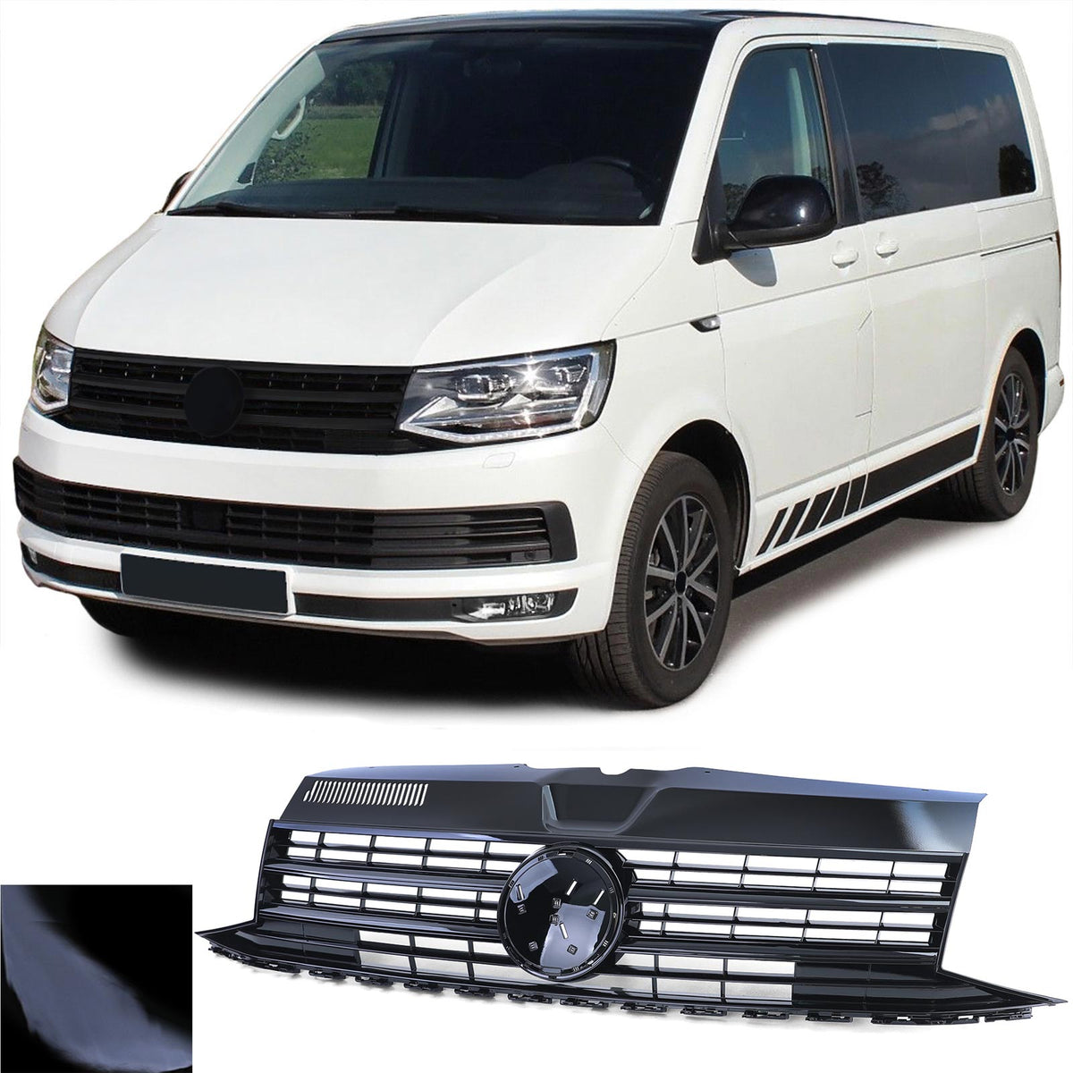 Griglia Nera Lucida per Emblema per Volkswagen T6 Bus Transporter 2015-2019