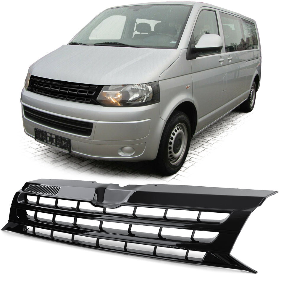 Griglia Senza Emblema Nera Lucida per Volkswagen Bus T5 09-15