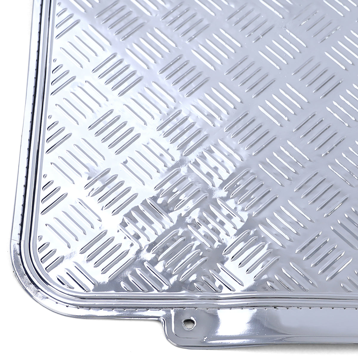 Tappetini Set 4 Pezzi Look Alluminio Riffelato Cromato Universali per Auto