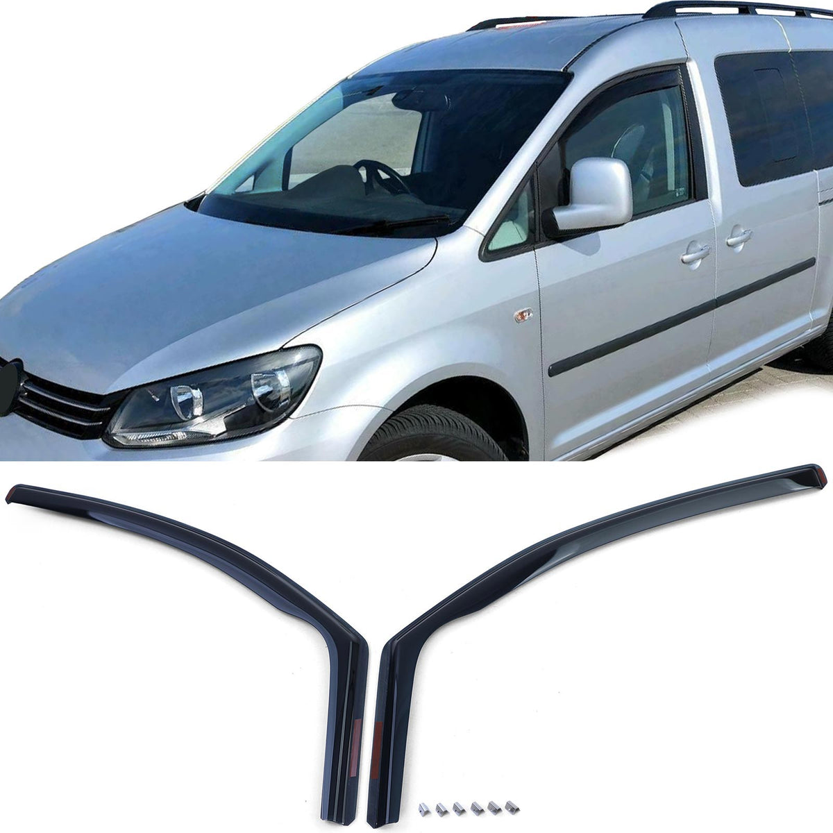 Deflettori Aria Neri Fumé per Volkswagen Caddy 3 (2004-2015) Anteriori