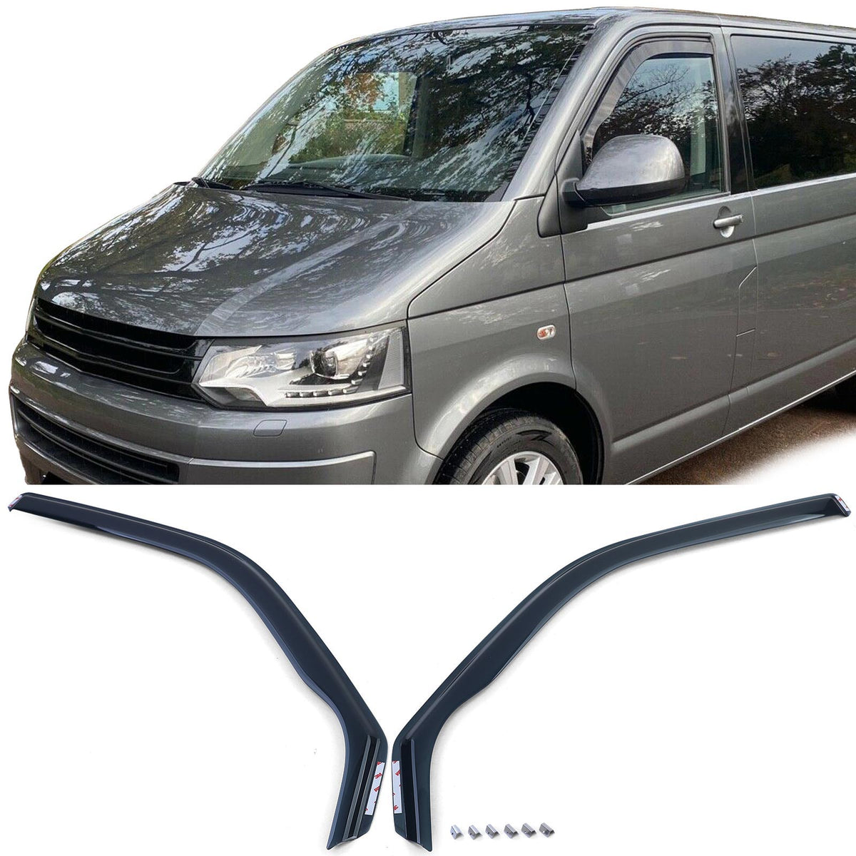 Deflettori Aria Neri Fumè per Volkswagen Bus T5 T6 (furgone) Dal 2003